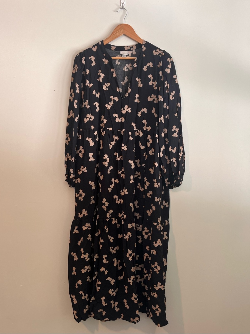 a new day Black Maxi Dress with Cream Floral Print